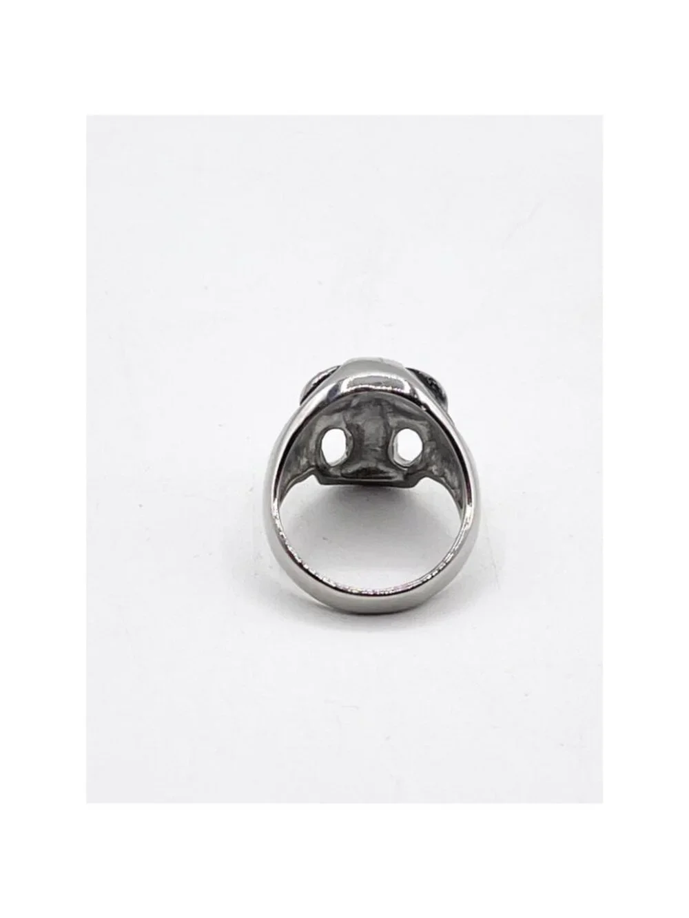 Skull Ring Red Crystal Eyes Gothic Biker Punk Silver Tone Signet Size 13 Unisex